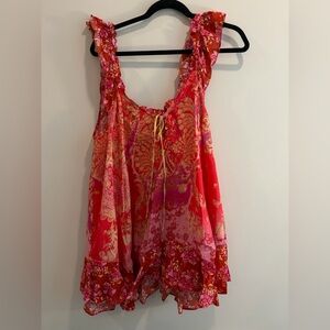 FREE PEOPLE Floral Red and Pink Women's Tunic